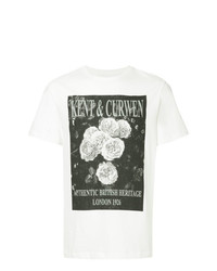 T-shirt à col rond imprimé blanc et noir Kent & Curwen
