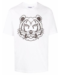 T-shirt à col rond imprimé blanc et noir Kenzo