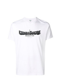 T-shirt à col rond imprimé blanc et noir Kenzo