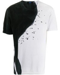 T-shirt à col rond imprimé blanc et noir Kiton