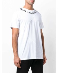 T-shirt à col rond imprimé blanc et noir Karl Lagerfeld