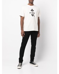 T-shirt à col rond imprimé blanc et noir Ksubi