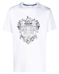 T-shirt à col rond imprimé blanc et noir Koché