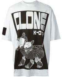 T-shirt à col rond imprimé blanc et noir Kokon To Zai