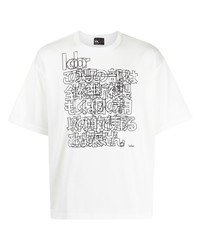 T-shirt à col rond imprimé blanc et noir Kolor