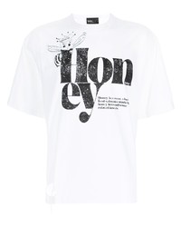 T-shirt à col rond imprimé blanc et noir Kolor
