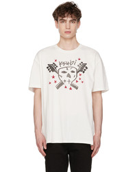 T-shirt à col rond imprimé blanc et noir Ksubi