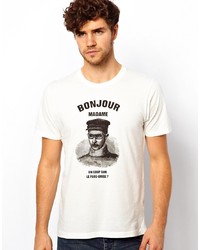 T-shirt à col rond imprimé blanc et noir Kulte