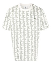 T-shirt à col rond imprimé blanc et noir Lacoste