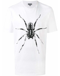 T-shirt à col rond imprimé blanc et noir Lanvin