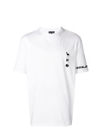 T-shirt à col rond imprimé blanc et noir Lanvin