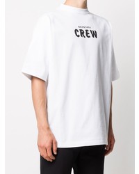 T-shirt à col rond imprimé blanc et noir Balenciaga