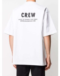 T-shirt à col rond imprimé blanc et noir Balenciaga