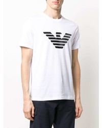 T-shirt à col rond imprimé blanc et noir Emporio Armani