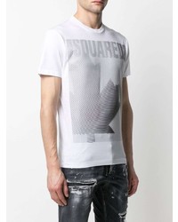 T-shirt à col rond imprimé blanc et noir DSQUARED2