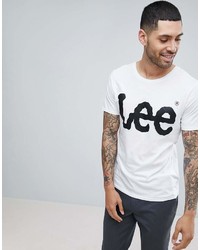 T-shirt à col rond imprimé blanc et noir Lee