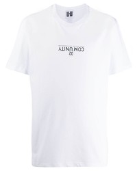 T-shirt à col rond imprimé blanc et noir Les Hommes