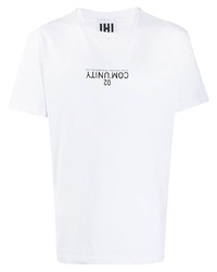 T-shirt à col rond imprimé blanc et noir Les Hommes Urban