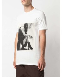 T-shirt à col rond imprimé blanc et noir Rick Owens DRKSHDW