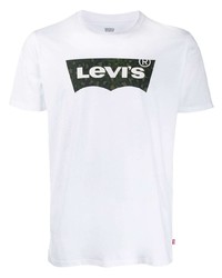 T-shirt à col rond imprimé blanc et noir Levi's