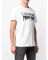 T-shirt à col rond imprimé blanc et noir Philipp Plein