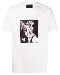 T-shirt à col rond imprimé blanc et noir Limitato