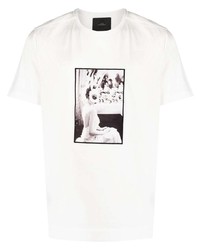 T-shirt à col rond imprimé blanc et noir Limitato