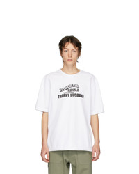 T-shirt à col rond imprimé blanc et noir Linder