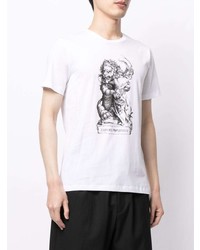 T-shirt à col rond imprimé blanc et noir Emporio Armani