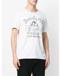 T-shirt à col rond imprimé blanc et noir