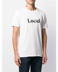 T-shirt à col rond imprimé blanc et noir Paura