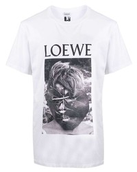T-shirt à col rond imprimé blanc et noir Loewe