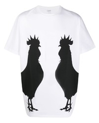 T-shirt à col rond imprimé blanc et noir Loewe