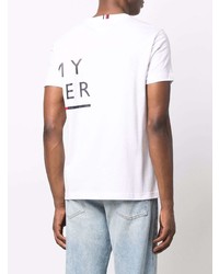 T-shirt à col rond imprimé blanc et noir Tommy Hilfiger