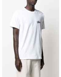 T-shirt à col rond imprimé blanc et noir Stussy