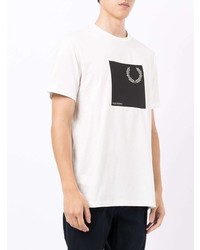 T-shirt à col rond imprimé blanc et noir Fred Perry