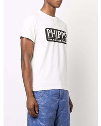 T-shirt à col rond imprimé blanc et noir Phipps