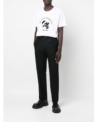 T-shirt à col rond imprimé blanc et noir Alexander McQueen