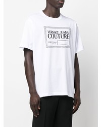 T-shirt à col rond imprimé blanc et noir VERSACE JEANS COUTURE