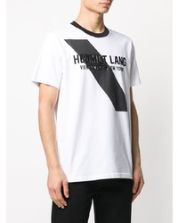 T-shirt à col rond imprimé blanc et noir Helmut Lang