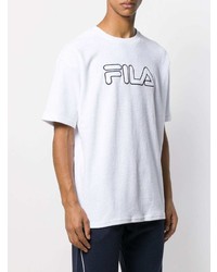 T-shirt à col rond imprimé blanc et noir Fila