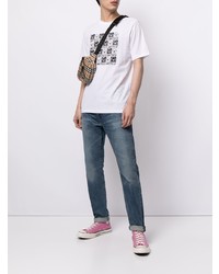 T-shirt à col rond imprimé blanc et noir Paul Smith