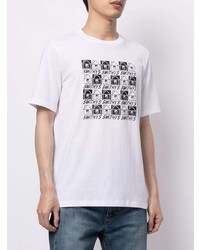 T-shirt à col rond imprimé blanc et noir Paul Smith