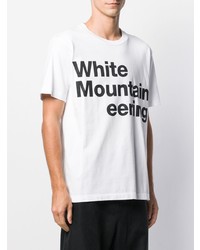 T-shirt à col rond imprimé blanc et noir White Mountaineering