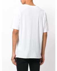 T-shirt à col rond imprimé blanc et noir Saint Laurent