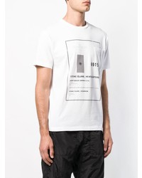 T-shirt à col rond imprimé blanc et noir Stone Island