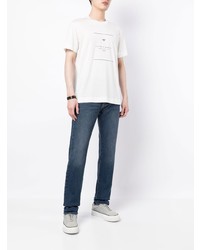 T-shirt à col rond imprimé blanc et noir Emporio Armani