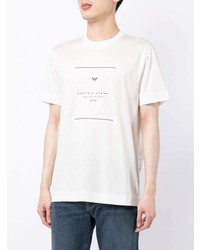 T-shirt à col rond imprimé blanc et noir Emporio Armani