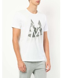 T-shirt à col rond imprimé blanc et noir Moncler