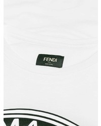 T-shirt à col rond imprimé blanc et noir Fendi